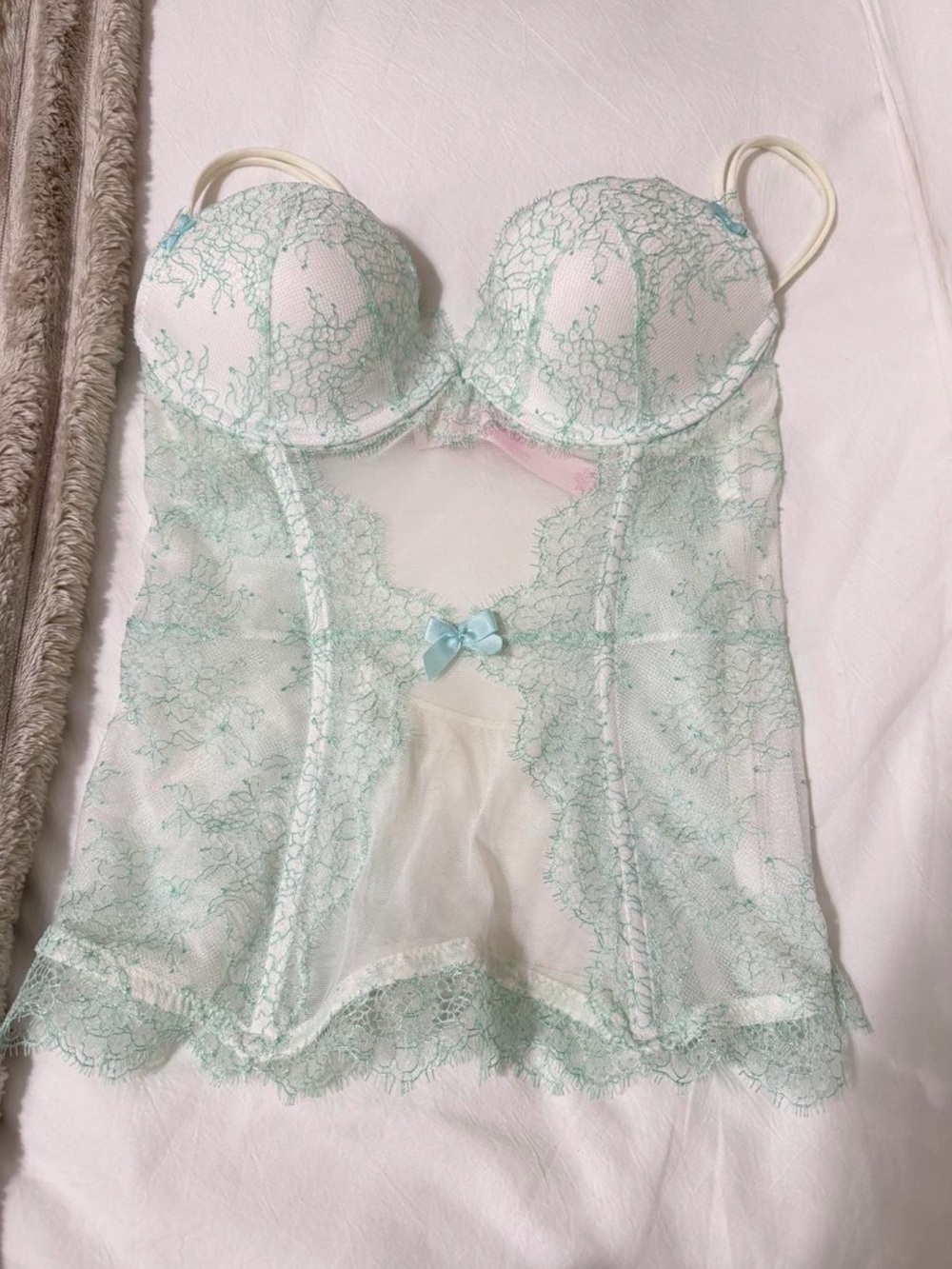Victoria's Secret 34B White & mint green/blue
Lace Corset Lingerie